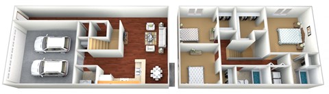 Floor plan for 3 beds, 2 baths, 1882 sqft